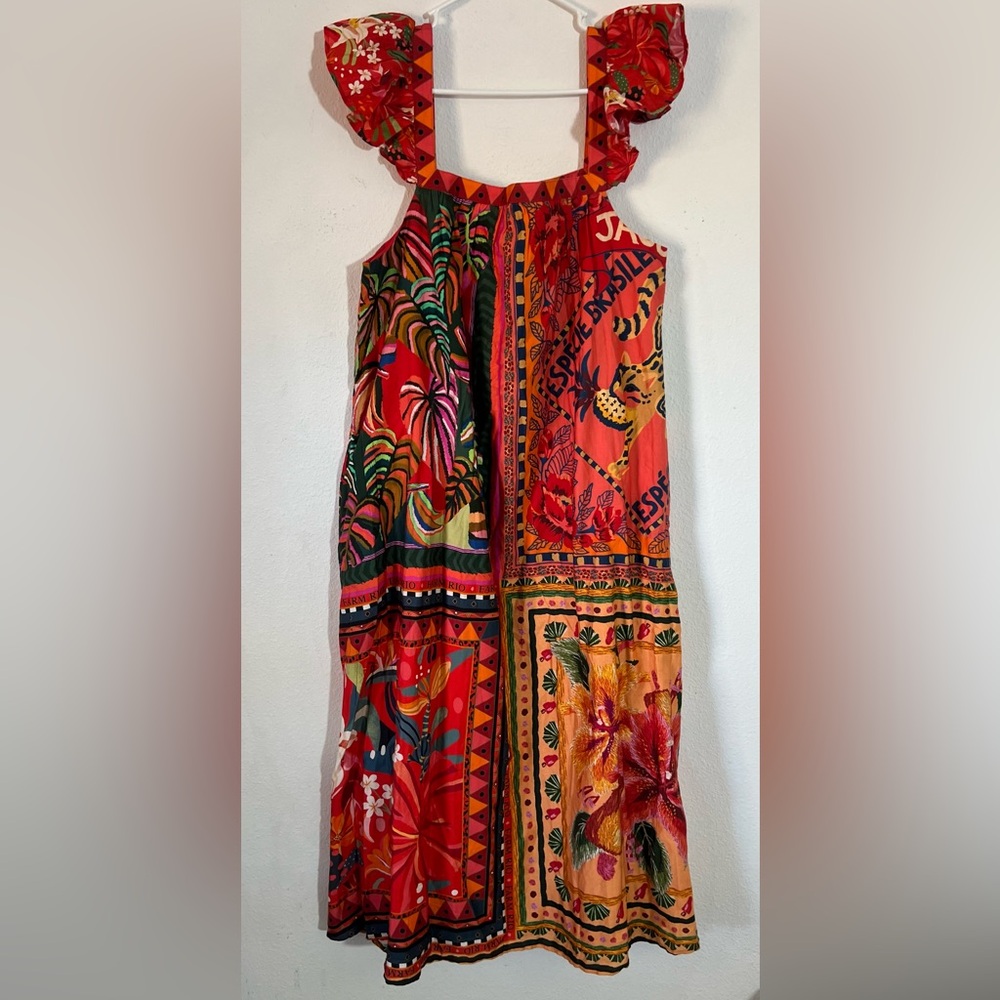 Farm Rio Mosaic Ruffled Midi Dress - Picture 6 of 11